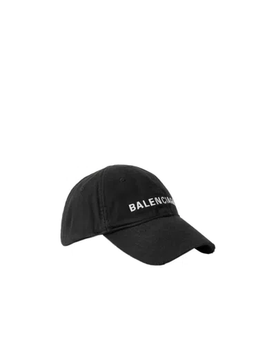 Balenciaga Embroidery Twill Baseball Hat In Black