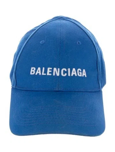 Pre-owned Balenciaga Embroiedered Baseball Hat In Blue