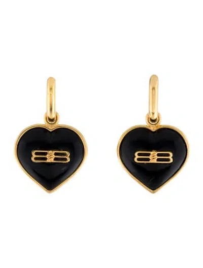 Pre-owned Balenciaga Enamel Heart Drop Earrings In Multi