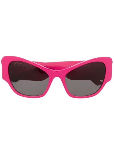 Balenciaga Enamelled-logo Cat-eye Frame Sunglasses In Rosa