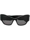 Balenciaga Enamelled-logo Cat-eye Frame Sunglasses In Schwarz