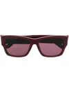 Balenciaga Enamelled-logo Square-frame Sunglasses In Rot