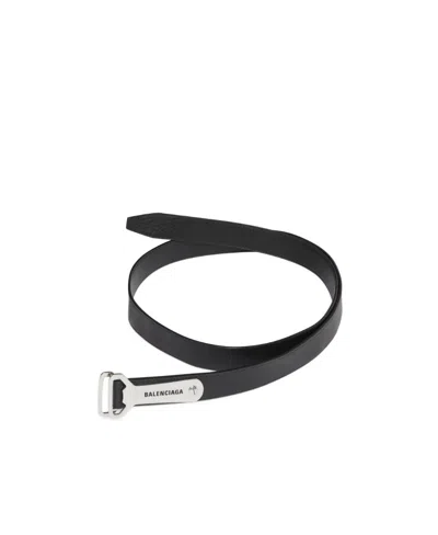 Balenciaga Engraved-logo Belt In Black