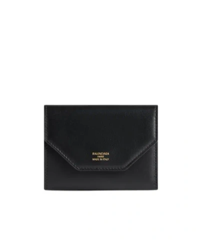 BALENCIAGA WOMEN'S ENVELOPE COMPACT WALLET WITH CARD HOLDER  IN BLACK