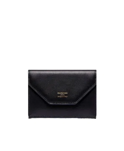 Balenciaga Envelope Embossed-logo Wallet In Black