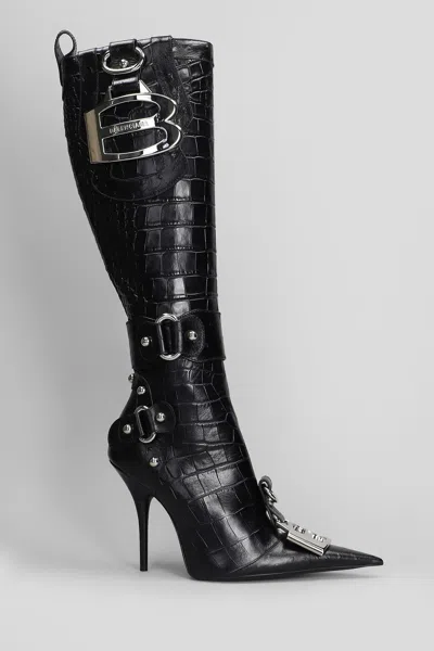 BALENCIAGA ESSEX BOOT 110 HIGH HEELS BOOTS IN BLACK LEATHER