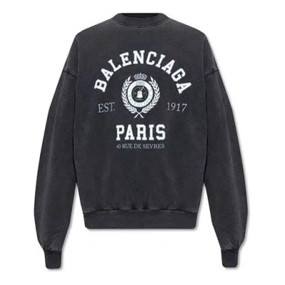 Balenciaga Est. 1917 College Logo Print Crewneck Sweatshirt 'washed Black'