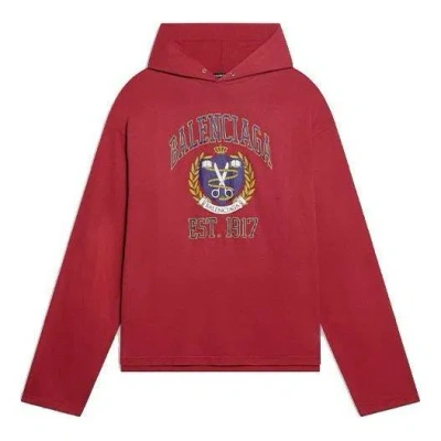 Balenciaga Est. 1917 College Logo Print Hoodie 'red'