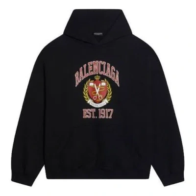 BALENCIAGA BALENCIAGA EST. 1917 COLLEGE LOGO PRINT HOODIE WIDE FIT 'BLACK'