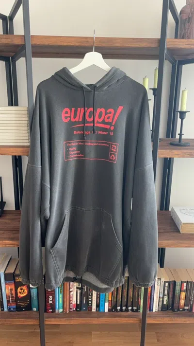 Pre-owned Balenciaga Europa Hoodie In Grey