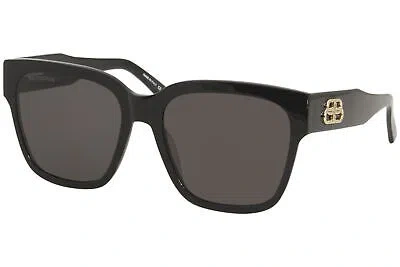 Pre-owned Balenciaga Everyday Bb0056s 001 Sunglasses Women's Black/grey Lenses Square 55mm In Gray