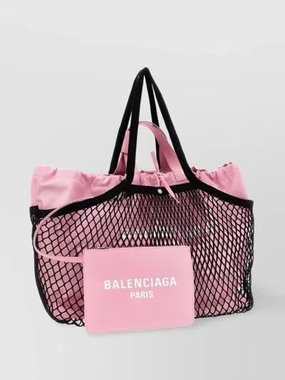 Balenciaga Everyday Mesh Tote Bag In Pink