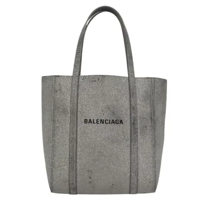 Pre-owned Balenciaga Eveyday Cabas Silver Leather Tote Bag ()