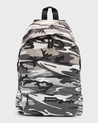 Balenciaga Explorer Backpack Camo Print In 9061 Grey