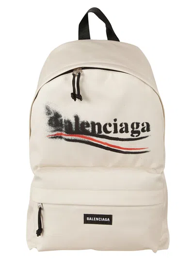Balenciaga Man Ivory Canvas Explorer Backpack In White