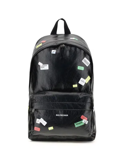 Balenciaga Explorer Backpack With Printed Stickers