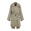 Balenciaga Beige Double-breasted Cotton Trench Coat In Green