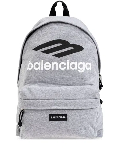 Balenciaga Explorer Cotton Blend Backpack In Grey