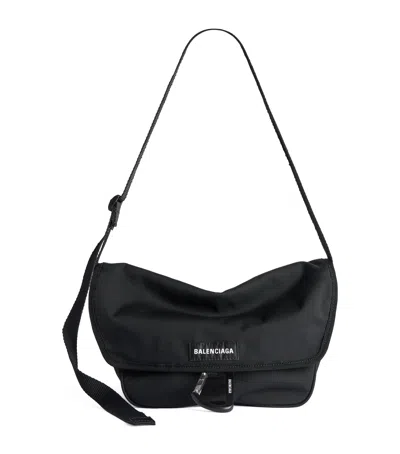 Balenciaga Explorer Flap Messenger Bag In Black