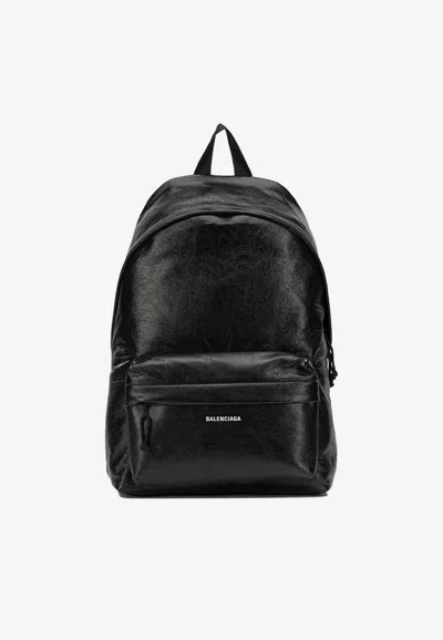 Balenciaga Explorer Grained Leather Backpack In Black