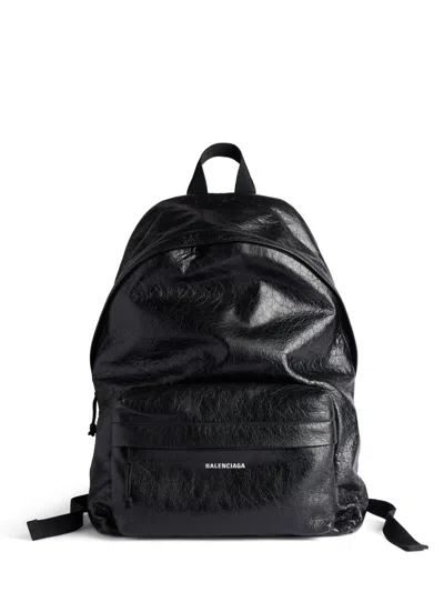 Balenciaga Explorer Leather Backpack In Black