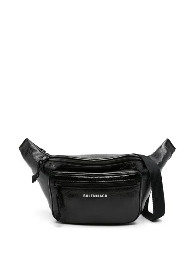Balenciaga Explorer Leather Belt Bag In Black