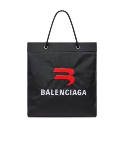 Balenciaga Explorer Logo-embroidered Tote Bag In Black