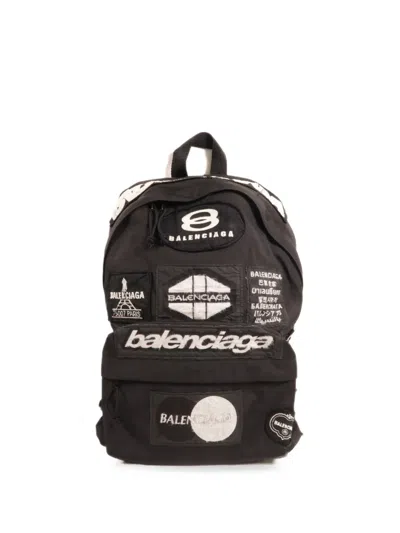 Pre-owned Balenciaga Explorer Logo-patch Backpack In Black