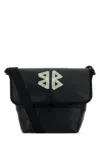 Balenciaga Black Leather Explorer Crossbody Bag In Washedblack