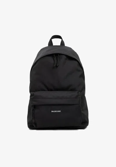 Balenciaga Explorer Nylon Logo Backpack In Black