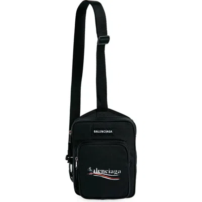 Balenciaga Explorer Political Stencil Logo Crossbody Messenger Bag In Black