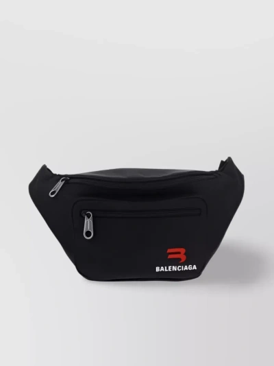 Balenciaga Explorer Recycled Belt Bag With Embroidered Logo In Black