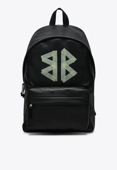 Balenciaga Explorer Tape Type Bb Logo Leather Backpack In Black