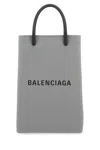 Balenciaga Woman Grey Leather Phone Case In Grey