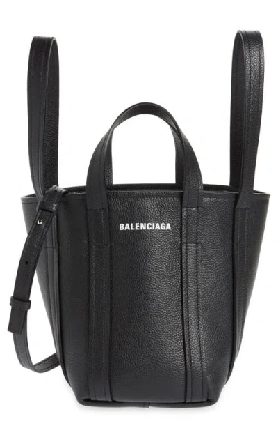 Balenciaga Extra Small Everyday North/south Leather Tote In Black/white