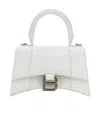 Balenciaga Extra Small Hourglass Croc-embossed Tote Bag In White
