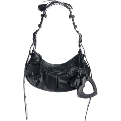 Balenciaga Extra Small Le Cagole Rose Leather Shoulder Bag In 1000 Black