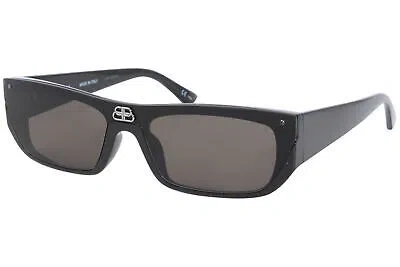 Pre-owned Balenciaga Extreme Bb0080s 001 Sunglasses Women's Black/grey Lenses Shield 99mm In Gray