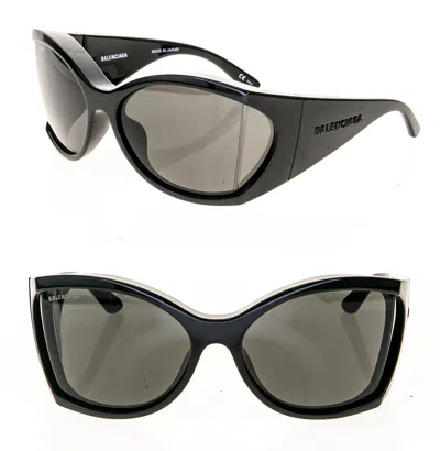 Pre-owned Balenciaga Extreme Oversized Wrap 0154 Black Bold Unisex Sunglasses Bb0154s 001 In Gray