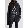 Balenciaga Eye Chart Distressed Oversize Cotton Fleece Logo Graphic Hoodie