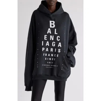 Balenciaga Women's Optical Washed Oversized Hoodie In Grey