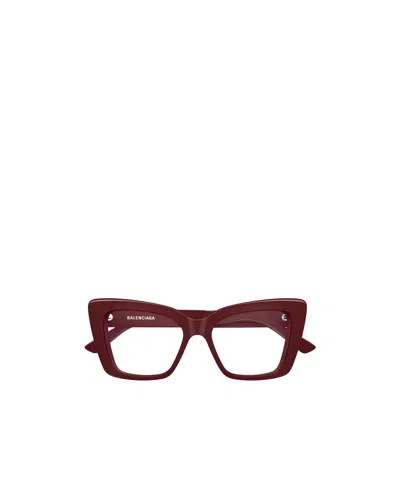 Balenciaga Eyewear Butterfly Frame Glasses In Burgundy