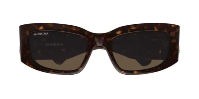 Balenciaga Rectangle-frame Sunglasses In Brown