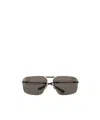 Balenciaga Rectangular Frame Sunglasses In Metal In Green