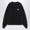 Balenciaga Faded Black 3b Sports Icon Crewneck Sweatshirt Men In Black