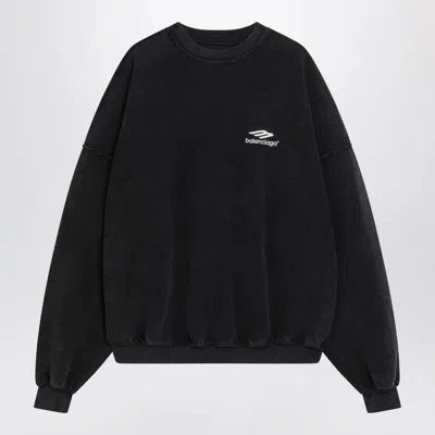 Balenciaga Faded Black 3b Sports Icon Crewneck Sweatshirt Men