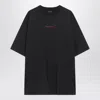 Balenciaga Black Crewneck T-shirt With Logo On The Front And On The Back In Cotton Man In Black