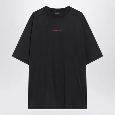 Balenciaga Faded  Back Medium Fit T-shirt In Black