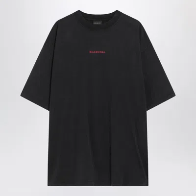 BALENCIAGA FADED BLACK BALENCIAGA BACK MEDIUM FIT T-SHIRT