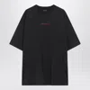 Balenciaga Black Crewneck T-shirt With Logo On The Front And On The Back In Cotton Man In Black